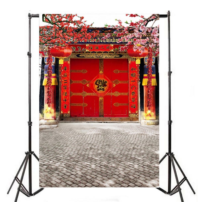 Yeele Chinese New Year 2023 Backdrop,Yeele 5x7ft Spring Festival Background for Photography Couplets Firecrackers Front Door Backdrop Red Lanterns Theme Party Decoration Kids Adult Family Photo Shoot Prop… - Image 4